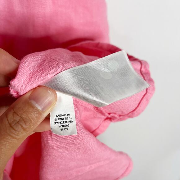 Old Navy S Pink Fit and Flare Tie Shoulder Mini Cami Dress Sparkle Berry Square - Picture 10 of 12